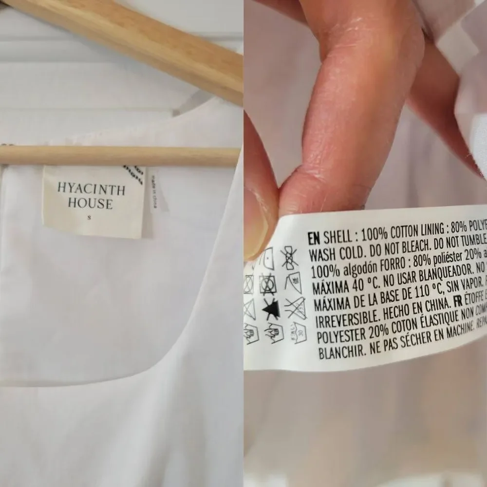 HYACINTH HOUSE White Clemons Long Sleeve Puff Blouse $128 S